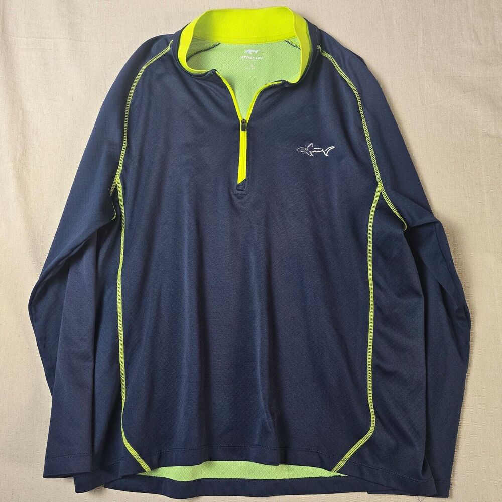 Greg Norman Performance Men's Quarter Zip Long‎ Sleeve Pullover Navy Size Small